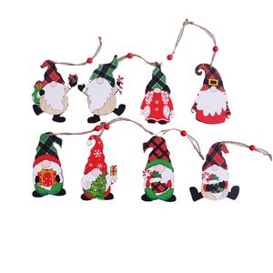 Christmas Pendants Painted Wooden Small Hanging Pendant Xmas Tree New Year Indoor Decorations Rudolph Toys