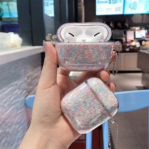 Coloful Candy Airpods Cases Bling Earphone Full Cover Protector Headphone Bag for Apple Air Pods 1 2 3 Bluetooth Wireless Charging Headset with Hook