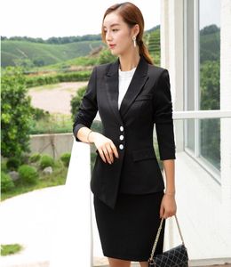 Kvinnors kostymer blazers nyhet svart 2021 stilar med kjol och toppar för kvinnors kontorsarbete slitar jackor pälsaffär