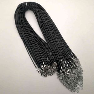 Mode 2.0mm 45 cm 60 cm 70 cm + 5 cm schwarzes Wachs Seil Hummerschließe Halskette Lanyard Schmuck Anhänger Schnüre 100 teile / los frei