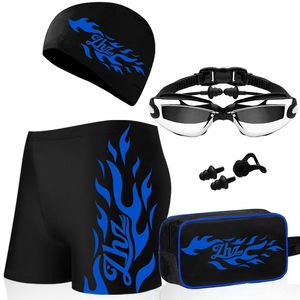 Profesyonel Yüzme Takım Elbise Goggles HD Anti-Sis 100% UV Ayarlanabilir Su Geçirmez Gözlük Drawstrinag Tasarım Trunk Yüzme 5 adet Setleri