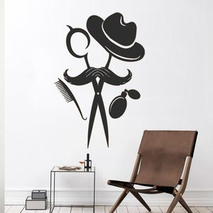 Wall Stickers Barber Shop Decor Scissors Comb Pattern Decals Modern Decoration Waterproof Hair Salon Sign Posters DW7758
