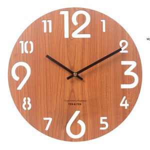 Wall Clocks Wooden 3D Clock Modern Design Nordic Children's Room Decoration Kitchen Art Hollow Watch Home Decor 12 Inch RRA10699