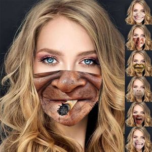 Funny Face Mask Dust Breathable Protective Cotton Mouth Mask Reusable Washable Fashion Cheap Halloween Party Mask DAJ30