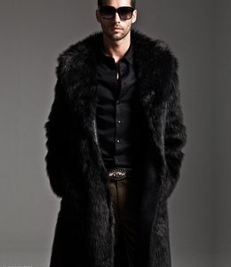 Осень и зимний мужской мужской меховой мех Большой отворотный мех длинные мужские искусственные меховые куртки плюс размер мужская пальто одежды