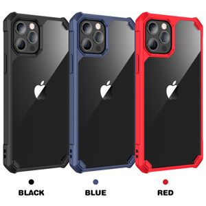 Capas de telefone à prova de choque transparentes claras híbridas TPU rígidas para PC 2 em 1 para iPhone 13 12 Mini 11 Pro Max XR XS/X 8 7 Plus Samsung S21 Ultra A52 A72 para capa de celular