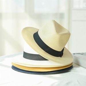 Panama Straw Hat för män Kvinnor Sommar Sunhats Wide Brim Hattar Med Band Unisex Sun Grass Caps Mens Sunhat Kvinna Man Beach Cap