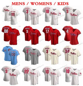 Herren Rhys Hoskins Realmuto 3 Bryce Harpe Aaron Nola Baseball-Trikots McCutchen Wheeler Didi Gregorius Dykstra Pete Rose Schmidt Halladay Daulton Damen-Kindertrikot