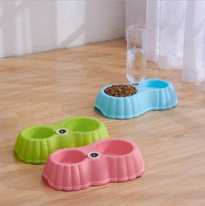 Pet Double Bowls Тыква Форма Фигур для воды Диспенсер Распределение Автомат Вода Экологически чистые Подушки для кормления Тедди Большая собака WMQ105