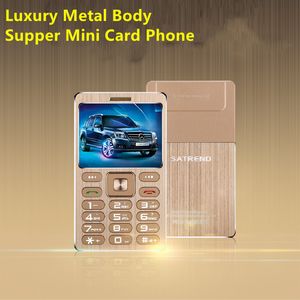 Lüks Altın Orijinal A10 Telefonlar Unlocked Taşınabilir Küçük Kredi Kartı GSM Cep Telefonu MP3 Bluetooth Metal Vücut Çift Sim Ultrathin Mini Cep Telefonu Ücretsiz