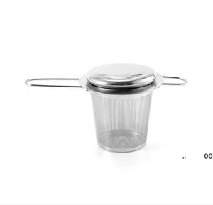 Teapot tea strainer with cap stainless steel loose leaf infuser basket filter big lid RRD11338