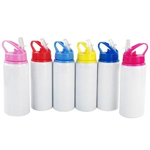 Aluminum Water Bottles 600ML Sublimation Blanks Big Mouth Suction Nozzle Kettle White Color outdoors Sports water Cup T9I001144