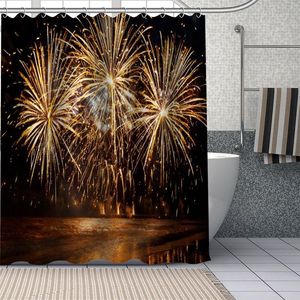 Tende da doccia Fuochi d'artificio personalizzati Tessuto per tende da bagno fai da te Poliestere lavabile per vasca da bagno Art Decor
