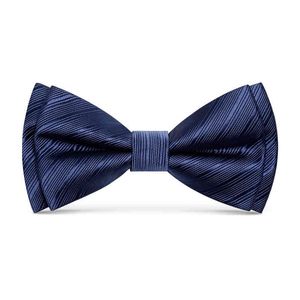 Designer Brand Luxury Two Layer Bowtie For Men Top Quality Groom Wedding Party Butterfly Bow Tie Set Pocket Gift Box Blue Black