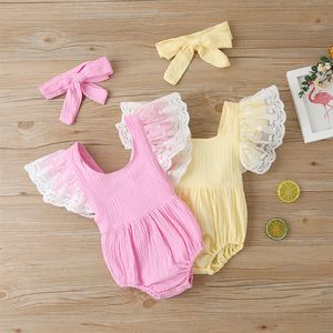 Baby Backless Bandage Треугольник Rompsers Лето 2020 Детская Одежда для Бутиков Новорожденных Детские Малыши Девушки Хлопок Ожиговы 300 Y2