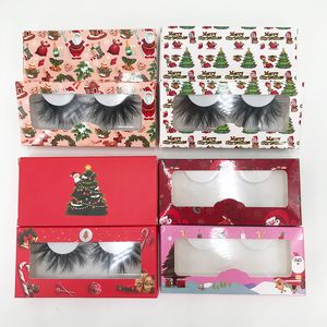 2021 Ny stil Julfranspaket Paketlådor Santa Claus Snow Lash Box Dramatisk Packing Wholeale Custom Logo Eyelashes Case