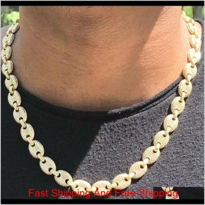 12mm amarelo ouro mariner link cadeia colar pulseira real geladeira geladeira colar cúbico Zirconia 7-24inch Chain de link oval wlenb fsrcn