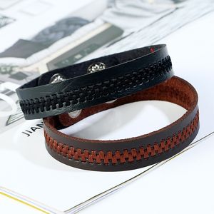 EmBroider Leather Bracelet Button Adjustable Bracelet Bangle Cuff Wristband for Men Women Fashion Jewelry