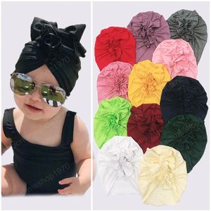 Meninas bebê dobram chapéus de flor macio malha de algodão criança criança bonés crianças cor sólida turbante turbante capota crianças headwear acessadorizar