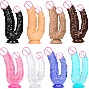 NXY DILDOS Anal Oyuncaklar Çift Silah Kafası Kristal Renkli Simülasyon Kadın Penis Mastürbasyon Yetişkin Seks Ürünleri Klitoris Stimülasyon Sopa 0225