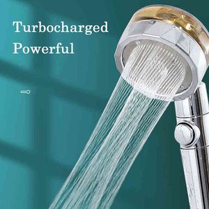 360 Rotating High-pressure Water-saving Handheld Shower Turbine Rain Fan Shower Head Turbo Nozzle Bathtub Accessories Rotating W H1209