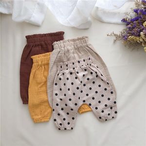 Bebê Calças Algodão Linho Confortável PP Calças High-Waist Casual Bloomers 4 estilos M3339