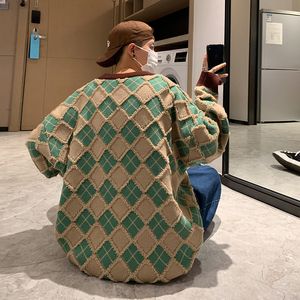 Zazomde män hiphop tröjor streetwear retro stickade pullover toppar ny geometri casual stickad varm pullover harajuku tröja män