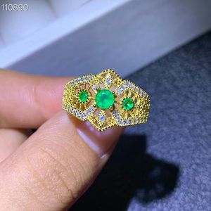 Anelli a grappolo Anello con pietre preziose smeraldo verde corona per gioielli da donna Argento sterling 925 Gemma reale naturale Regalo di fidanzamento per ragazza di compleanno