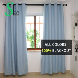 SLOW SOUL 14 Colors All 100% Blackout Curtains For The Bedroom Living Room Short Curtain Outdoor Drape Waterproof White Black 210712