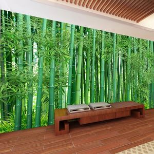 Carta da parati personalizzata 3D Foresta di bambù verde Paesaggio Foto Murales Soggiorno Camera da letto Sfondo Decorazione della parete Papel De Parede 3D