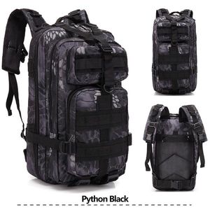 30l Duża pojemność Outdoor Tactical Plecak Pythony Grain Black Ramiona Bag Camping Rifle Torba Trekking Sport Travel