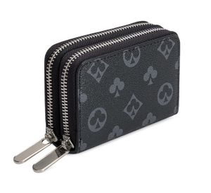 Womens Mens Designer Fashion Zipped Pocket Luxury Wallet Coins Credit Cards Case Brown Monogrammed Plaid Canvas wallets Black Print