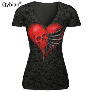 est T-shirt da donna Moda manica corta Love skull Head T-shirt stampata T-shirt casual Street Slim Femme Top 210623