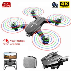 K106 LED Light Drone RC-flygplan 4K HD-kamera Visual Hinder Undvik Optisk Flödespositionering Fällbar RC Quadcopter Boy Presenter