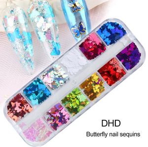 party style shining Butterfly Nail Sequins Paillette Heart Shaped Nails Art Decorations 3D Flakes Slices Spangle Laser Holographics Glitter Stickers