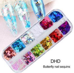 party style shining Butterfly Nail Sequins Paillette Heart Shaped Nails Art Decorations 3D Flakes Slices Spangle Laser Holographics Glitter Stickers