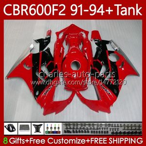 Fairings +Tank For HONDA CBR 600 600F2 CBR600 F2 Red black hot FS CC 1991 1992 1993 1994 Body 63No.130 CBR600F2 600CC 600FS 91-94 CBR600-F2 CBR600FS 91 92 93 94 Bodywork Kit