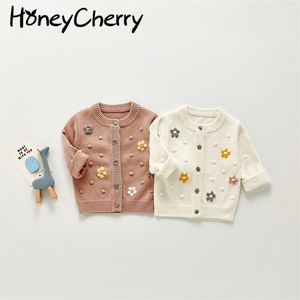 autumn baby knitted cardigan jacket cotton handmade chain link sweater girl winter clothes 210702