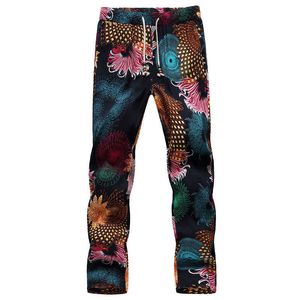 Summer Man Lace-up Ankle Length Flower pants Size S M L XL 2XL 5XL 6XL Fashion Business Men Leisure Popular Cool and Comfortable X0723