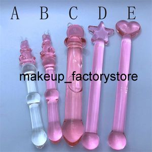 Dildos de vidro de cristal rosa para massagem, masturbador, pênis dildo realista, ponto G, plugue anal para bunda adulto, brinquedos sexuais para mulheres e mulheres