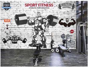 Custom Photo wallpaper 3D palestra murales wallpaper retro muro di mattoni muro muscolare sport fitness club immagine sfondo muro decorazione della carta da parete decorativa