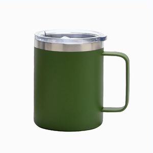 Caneca 12oz com alça de isolamento de aço inoxidável escritório copo de gelo tyrant cerveja de café canecas e tampa Viagem amigável suco xícaras kkb7935