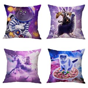 Cat Dog Sloth Pet Dinosaur Lightning Pillow Cover Throw Cushion Case Space Astronaut Alpaca Unicorn Fighting Pillowcase Huisbank Stoel CAR Decoratief geschenk