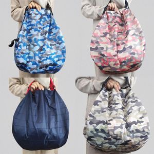 DHL50PCS Ny ankomst Nylon Camouflage Prints Travel Foldbara Protbara Vattentäta Single Shopping Bags Mix Color