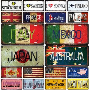 New Country Flag Nummernschild Store Bar Wanddekoration Blechschild Vintage Lteters Metallschild Home Decor Wandmontierte Metallschilder Gemälde Plaketten Poster