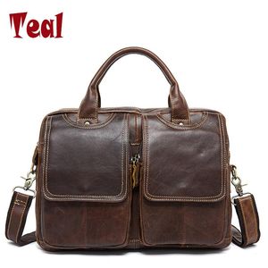 Briefcases 2021 Genuine Leather Men Bag Briefcase Fashion Man Business Crazy Horse Skin Laptop Large Capacity Designer High Quality