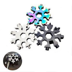 18 in 1 camp key ring pocket tool multifunction hike keyring multipurposer survive outdoor Openers snowflake multi spanne hex wrench 297 R2