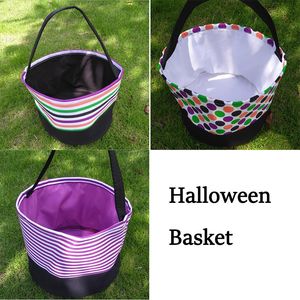 Halloween Festives Candy Basket Polka Dot Bucket Stripe Toy Sacks Funny Trick or Treat Tote Storage Bags Festival Party Decoration