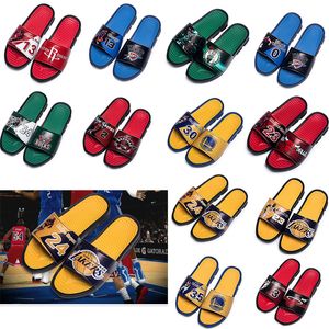 Basketball star pattern Sports Slippers Mens Summer Rubber Sandals Beach Slide Fashion Non-slip Flip Flops Indoor Shoes Size 40-45