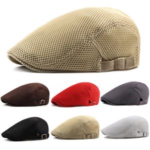 Hollow Mesh Beret Cap Mężczyźni Hurtownie Solid Plain Trucker Czapki Oddychające Dorywczo Outdoor Headgear